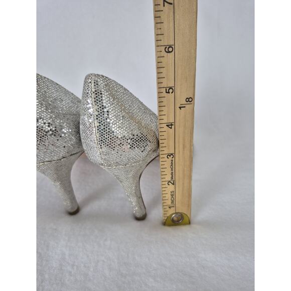 Kate Spade Sage Silver Glitter D'orsay Open Toe Heels Pumps - Picture 7 of 11